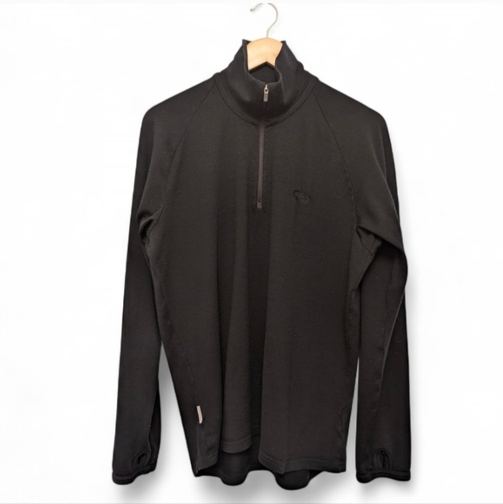 MERINO WOOL Half Zip Pullover Black 260gsm Bodyfit Slim XXL Icebreaker